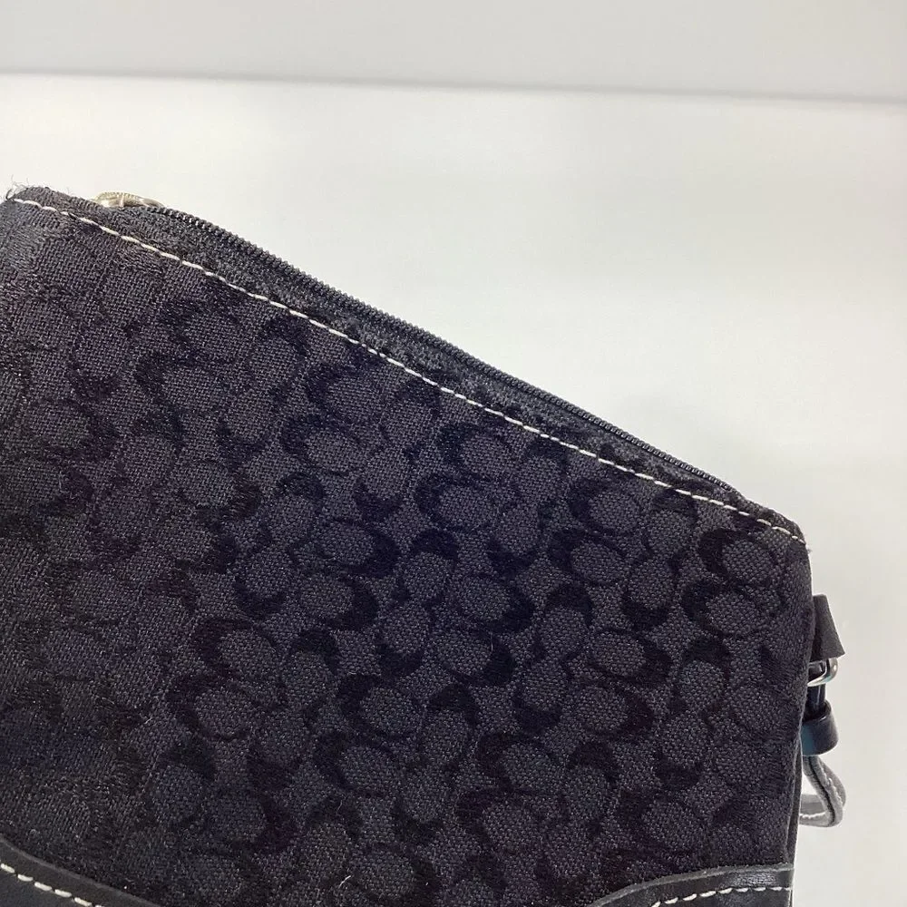 Coach Wristlet Lot of 2 Black C Logo Canvas Leather Small